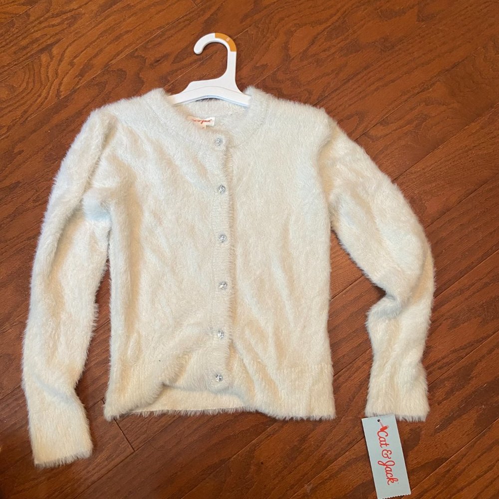 NEW! Cat & Jack Girls' Dressy Shimmer SOFT Button-Up Cardigan - Picture 2 of 4